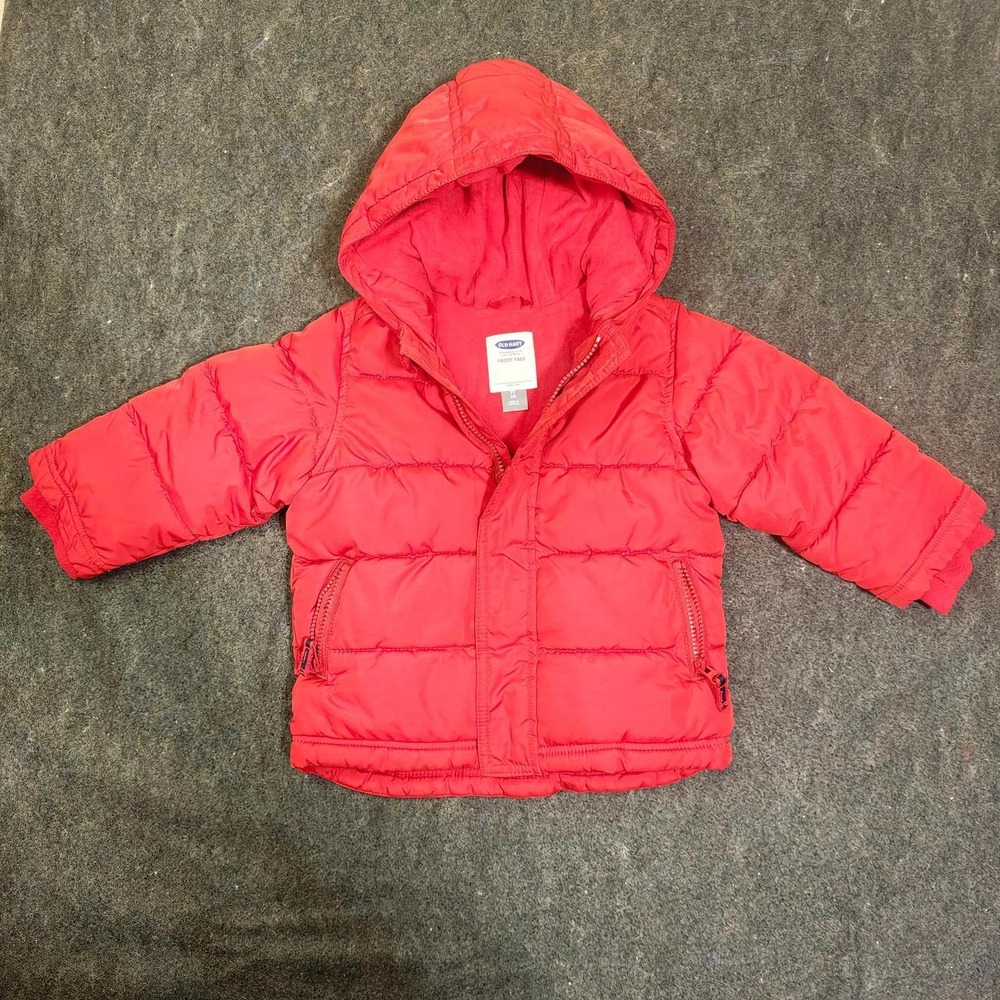 Old Navy Frost Free Red Hooded Puffer Jacket Kids Size 2T Quilted Winter Coat